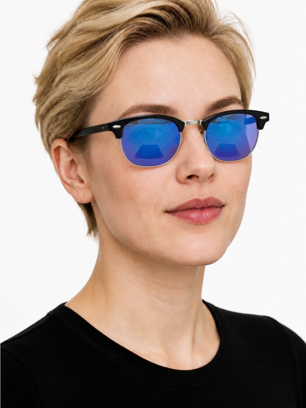 Polarized Blue Lens Black Frame Sunglasses